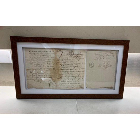 Wooden framed historical document photo frame