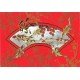 2418-LM-32 New Year Card with swimming fish