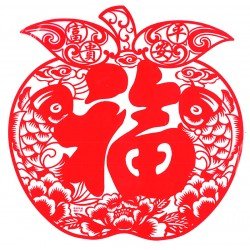 賀年通花靜電窗貼-富貴平安-蘋果