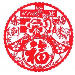 賀年通花靜電窗貼-春到福來