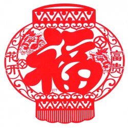 賀年通花靜電窗貼-花開富貴