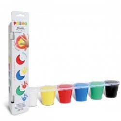 PRIMO fingerpaint 幼兒手指畫6色套裝 6色 (紅,黃,綠,藍, 白, 黑色) 意大利製造  