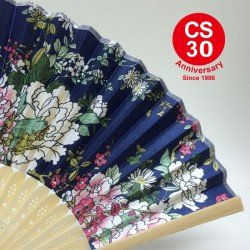 Blue Flower silk  cloth fans