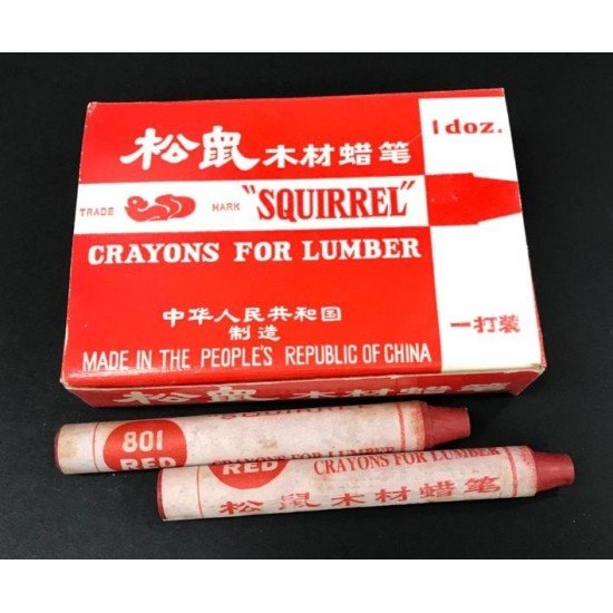 Squirrel crayons for lumber in red color (one dozen)