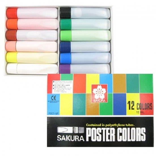 SAKURA櫻花牌廣告彩12色 Poster Colors 12ml POCT-12NP