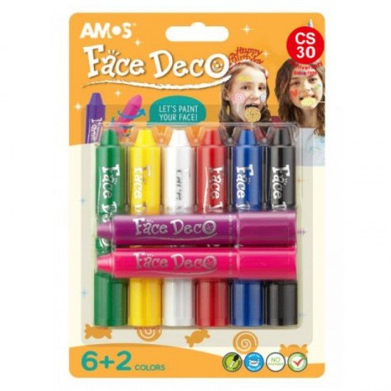AMOS Face Deco Children's Face Painted Crayons 8 colors