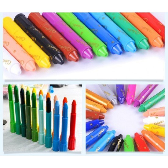Amos無毒水蠟筆12色 colorix粗身蠟筆 ( 絲滑旋轉 三合一旋轉蠟筆，集水筆、粉筆、蠟筆)