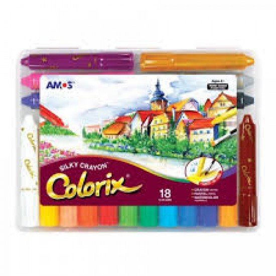 AMOS ~ Silky Rotary 3 in 1 Crayon, Pastel, Watercolor Color Pen (18 Colors) Made in Korea