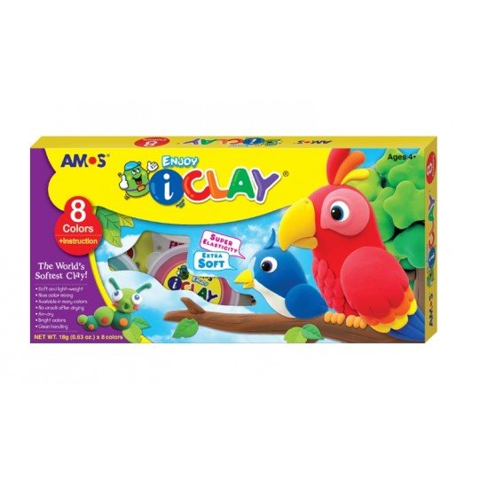 AMOS 超輕黏土8色 bird iClay 8 colors + leaflet 鳥兒  (18g x 8) 