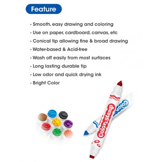 AMOS Color & Stamp Kids Deco Marker  畫畫印章筆 8色