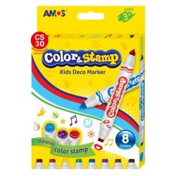 AMOS Color & Stamp Kids Deco Marker  畫畫印章筆 8色