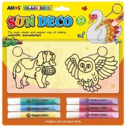 AMOS Glass Deco SD10B6-D3 glass painting 6 colors 10.5ml glass painting with 2 medium key ring film straps (random) Made in Korea