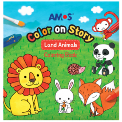 韓國製造 圖畫簿 填色簿 AMOS COS-LA COLOR ON STORY LAND ANIMALS COLORING BOOK 