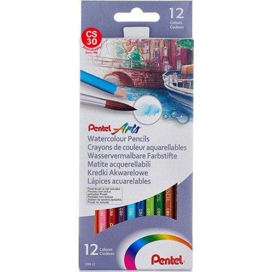 Pentel 水溶性木顏色筆 9色  (watersoluble colour Pencil)