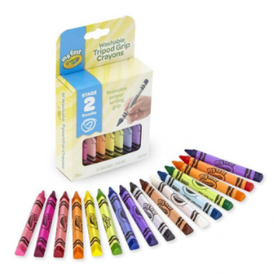 Crayola 粗三角形蠟筆 16色 My-First 16-CT Washable Tripod Grip Crayons 