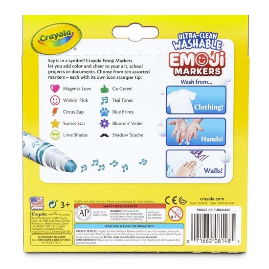 Crayola EMOJI stamper Marker 無毒可水洗得甩印仔筆 10支 (utra-clean washable)