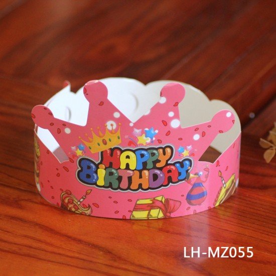 Crown birthday hat in pink color (10pcs)