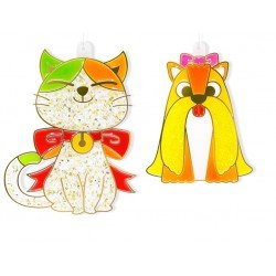 韓國AMOS 玻璃彩繪組連12細吊飾 狗和貓盒裝 SD10P10-DC Glass Deco Sun Deco 10色10.5ml  Dog & Cat
