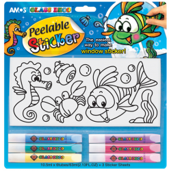 AMOS GLASS DECO Sun Deco Peelable Sticker - FISH PS10B6-D1 