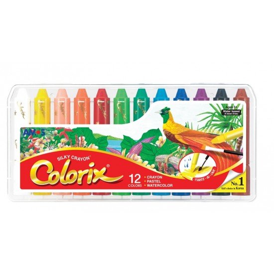 AMOS ~ Colorix Silky Rotary 3 in 1 Crayon, Pastel, Watercolor Color Pen 12 Colors Made in Korea CRX5PC12
