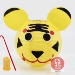 兒童動物紙燈籠 DIY老虎燈籠材料包 連LED 燈和桿