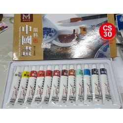 中國畫水彩顏料 12色 (畫家專用)