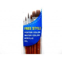 Clover Free Style Nylon Brush Set 畫筆套裝 6支裝 (廣告筆彩 水彩筆 塑膠彩筆 油畫筆)BR6-RF