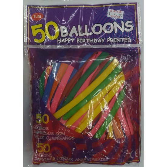 SM 生日長型氣球 50個