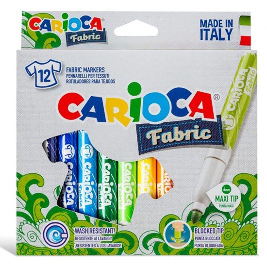 Carioca Fabric marker Maxi Tip布用彩繪筆 12色 (Textile permanent marker) 
