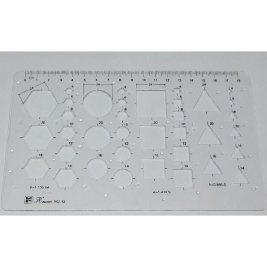KEWEN 10 幾何模板尺 繪圖模板尺 多用途制圖模板尺