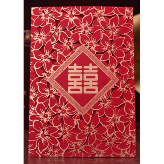 WEDDING CARD - Emboss and die cut in red