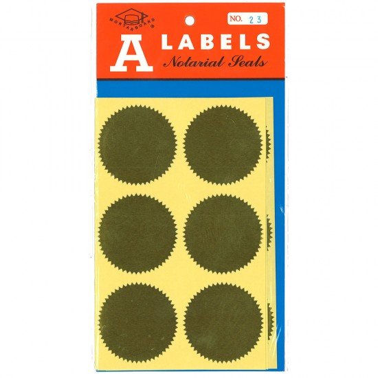 Gold Stenciled Sticker - Large Round 2", 50mm. 24 Seals