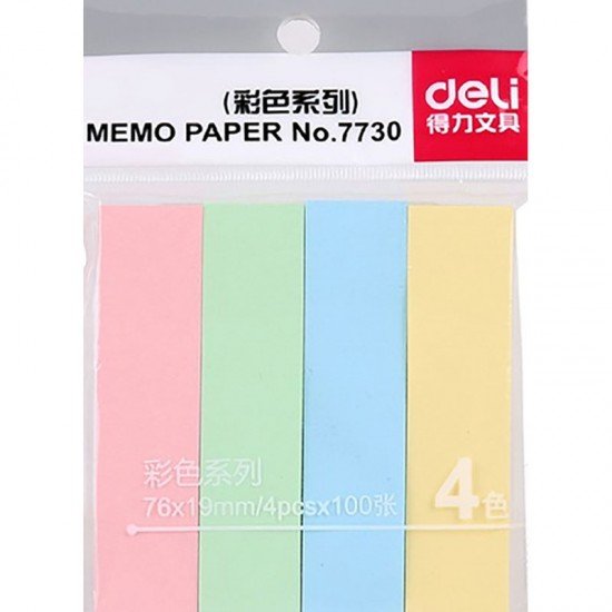 Deli 7730 MEMO PAPER  four color (76 x 19mm)
