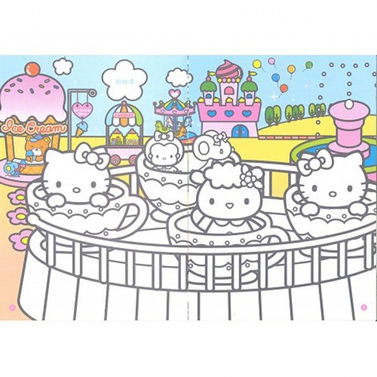 Hello Kitty繽紛遊樂園小畫冊 (內附貼紙一張) 填色簿
