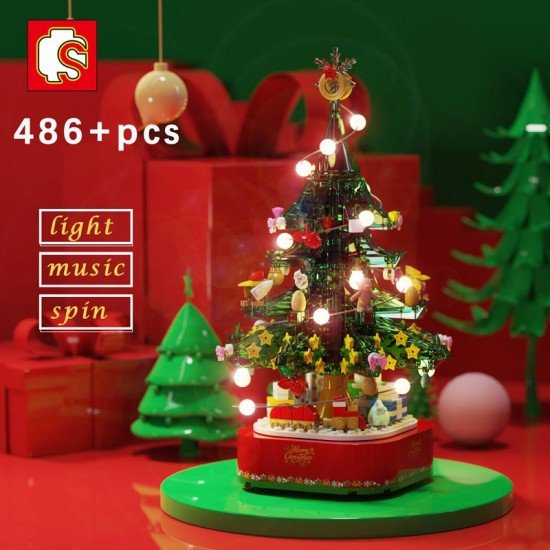 旋轉積木聖誕樹 DIY旋轉音樂聖誕樹