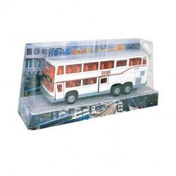White double-decker bus (Air-conditioned bus) (pull back car)