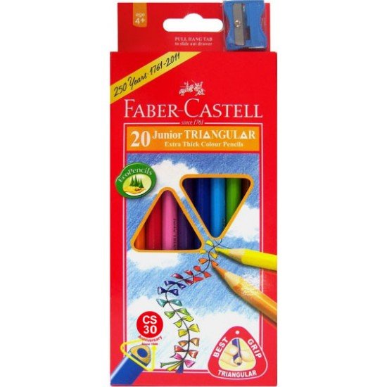 FABER CASTELL Junior Triangular, extra thick colour pencils (20 color)  16-116538-20  idea for beginners
