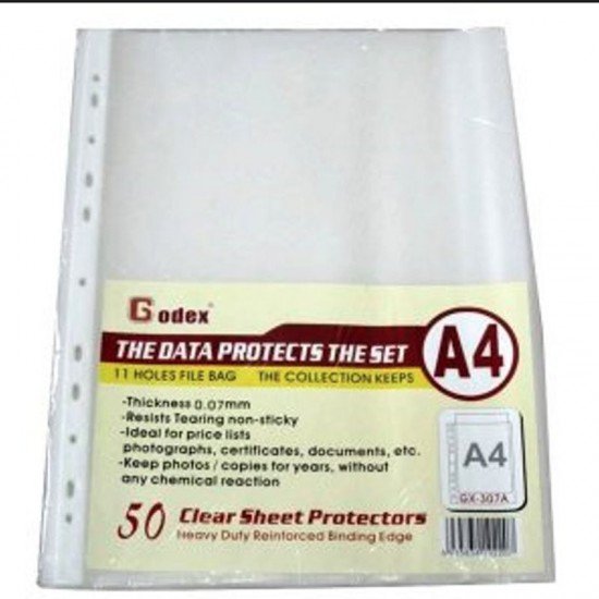 GODEX GX-307A A4 0.07特厚11孔文件保護套 (50隻裝) copy safe / sheet protector