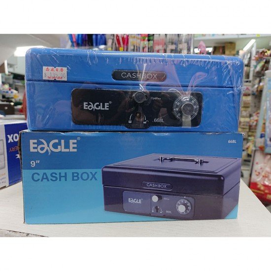 CASH BOX Eagle 668L  9inch With KEY AND LOCK (HONG KONG) BLUE