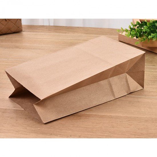 brown paper bag wide bottom thickened flat bottom thickened yellow kraft paper bag: 32x18*11cm (10 packs)