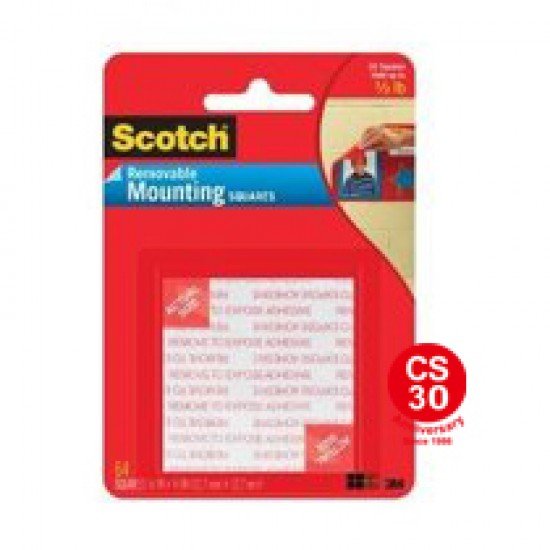 Scotch Removable Mounting Squares (1" x 1") 16 Pieces