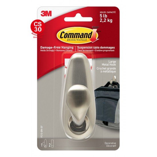Command - Large Forever Classic Brushed Nickel Metal Hook 
