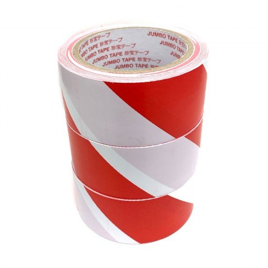 Jumbo PVC warning tape (red and white diagonal) Jumbo PVC warning tape (red and white diagonal)
