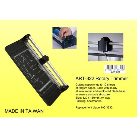 ARGO 322 A4 Rotary Trimmer 滾動式切割器 (黑色膠底) ARGO 322 A4 Rotary Trimmer 滾動式切割器 (黑色膠底)